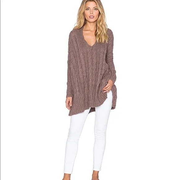 Free People Sweaters - Free People easy cable knit sweater in mushroom